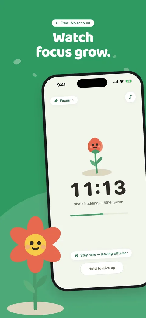 Watch focus grow: a flower growing during a session